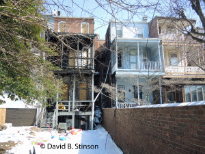 Rear of Row Houses at 2740 and 2738 St. Paul Street, Baltimore, Maryland. Former Homes of Wilbert Robertson and John McGraw.