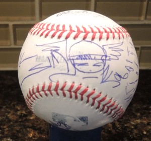 Baseball Autographed by Walt Simonson (featuring his drawing of Thor), Louise Simonson, Joe Sinnott, Mark McKenna, Bob Wiacek, and Fred Hembeck