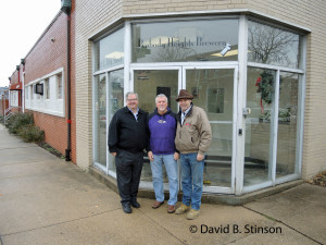 Richard O'Keefe, David Stinson, and J. Hollis Albert, III, Outside Peabody Heights Brewery, Baltimore, Maryland