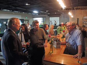 Comptroller Peter Franchot Talks With J. Albert Hollis, III, and Richard O'Keefe, at Grand Opening of Peabody Heights Brewery Tasting Room